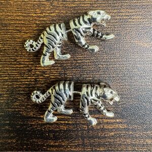 Silver Tiger Earrings Unique Design